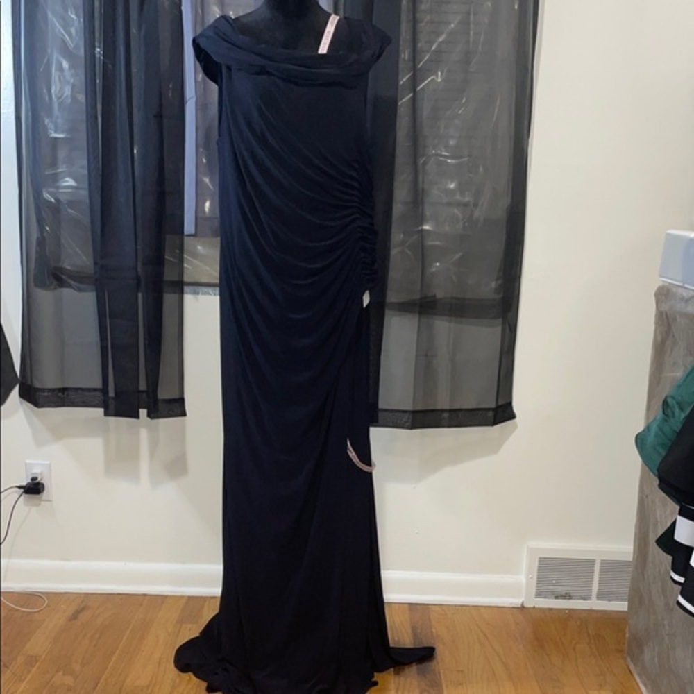 Mac Duggal Navy  Draped Wedding Dress